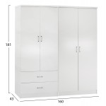 ΝΤΟΥΛΑΠΑ 4-ΦΥΛΛΗ ΜΕ 2 ΣΥΡΤΑΡΙΑ JENNA HM11351.05 ΜΕΛΑΜΙΝΗ ΣΕ ΛΕΥΚΟ 160x43x181Υ