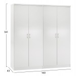 ΣΕΤ 2 ΝΤΟΥΛΑΠΕΣ 2ΦΥΛΛΕΣ JENNA HM11350.05 ΜΕΛΑΜΙΝΗ ΣΕ ΛΕΥΚΟ 160x43x181Υεκ