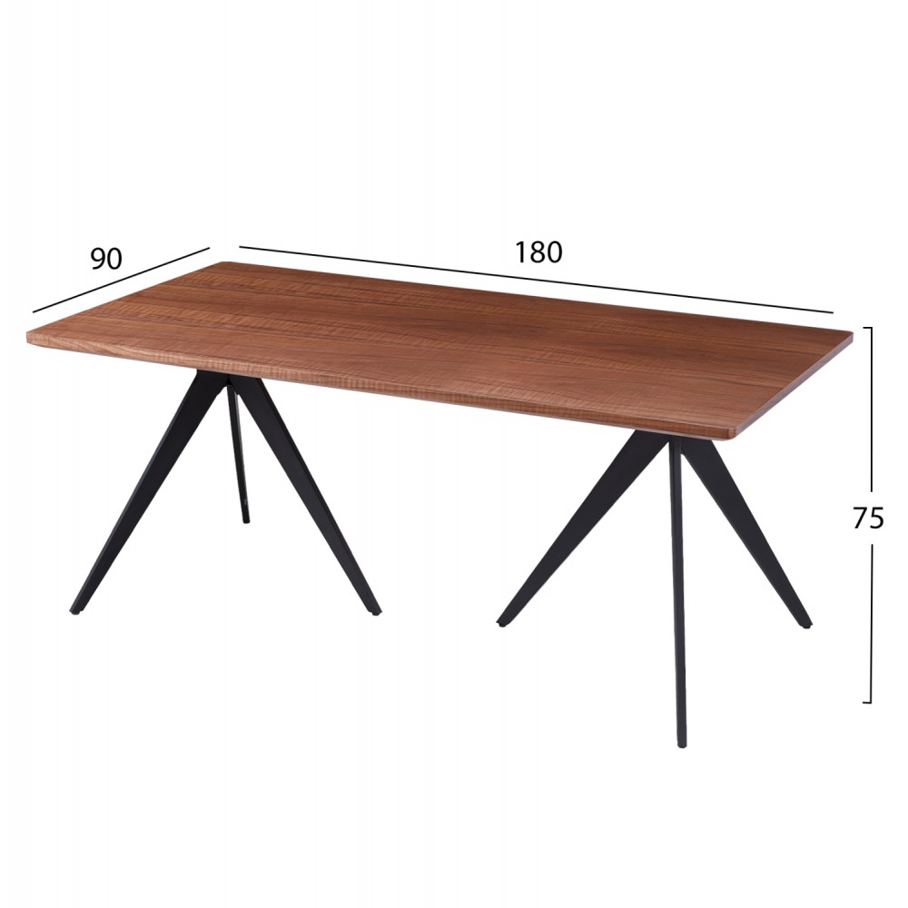 ΣΕΤ ΤΡΑΠΕΖΑΡΙΑΣ 7ΤΜΧ DRENNY HM10936.03 MDF TOP ΚΑΡΥΔΙ--ΥΦΑΣΜΑ TAUPE & ΜΕΤΑΛΛΟ ΜΑΥΡΟ