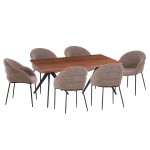 ΣΕΤ ΤΡΑΠΕΖΑΡΙΑΣ 7ΤΜΧ DRENNY HM10936.03 MDF TOP ΚΑΡΥΔΙ--ΥΦΑΣΜΑ TAUPE & ΜΕΤΑΛΛΟ ΜΑΥΡΟ