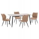 ΣΕΤ ΤΡΑΠΕΖΑΡΙΑΣ 5ΤΜΧ GAFF HM10953.03 ΚΕΡΑΜΙΚΟ TOP--ΥΦΑΣΜΑ TAUPE & ΜΕΤΑΛ.ΠΟΔΙΑ ΜΑΥΡΑ