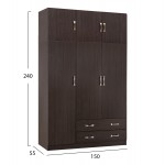 ΝΤΟΥΛΑΠΑ 3ΦΥΛΛΗ ΜΕ ΠΑΤΑΡΙ CARLY HM10891.01 ΜΕΛΑΜΙΝΗ ΣΕ ZEBRANO 150X55Χ240Υεκ.