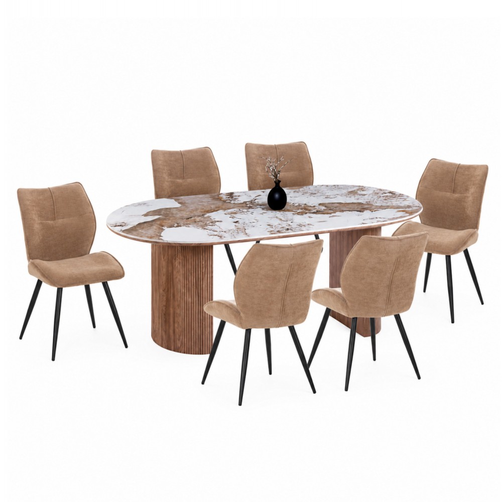 ΣΕΤ ΤΡΑΠΕΖΑΡΙΑΣ 9ΤΜΧ MARBLEX HM11394.03 ΚΕΡΑΜΙΚΟ TOP PANDORA--ΚΑΡΕΚΛΕΣ ΥΦΑΣΜΑ TAUPE