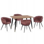 ΣΕΤ ΤΡΑΠΕΖΑΡΙΑΣ 5ΤΜΧ ALIZA HM12122.01 MDF TOP ΣΕ ΦΥΣΙΚΟ--ΣΑΠΙΟ ΜΗΛΟ ΒΕΛΟΥΔΟ