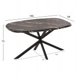ΤΡΑΠΕΖΙ ΟΒΑΛ RODDEN HM11903.02 ΜΕ WERZALIT BLACK/GOLD MARBLE-ΜΑΥΡΗ ΒΑΣΗ 146x94x75Υεκ