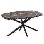 ΤΡΑΠΕΖΙ ΟΒΑΛ RODDEN HM11903.02 ΜΕ WERZALIT BLACK/GOLD MARBLE-ΜΑΥΡΗ ΒΑΣΗ 146x94x75Υεκ
