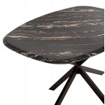 ΤΡΑΠΕΖΙ ΟΒΑΛ RODDEN HM11903.02 ΜΕ WERZALIT BLACK/GOLD MARBLE-ΜΑΥΡΗ ΒΑΣΗ 146x94x75Υεκ