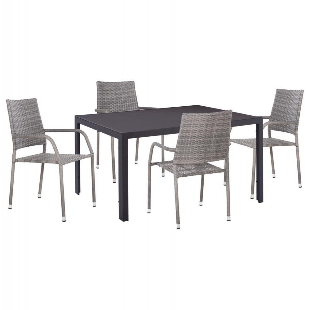 ΣΕΤ ΤΡΑΠΕΖΑΡΙΑΣ ΕΞ.ΧΩΡΟΥ 5ΤΜΧ MORNER HM21008 ΜΕΤΑΛΛΟ & WICKER ΣΕ ΓΚΡΙ