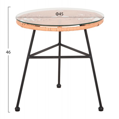 ΣΕΤ ΕΞΩΤΕΡΙΚΟΥ ΧΩΡΟΥ 3ΤΜΧ ALLEGRA HM21047.11 ΜΠΕΖ ΣΥΝΘ.RATTAN-ΜΕΤΑΛΛΟ ΣΕ ΜΑΥΡΟ