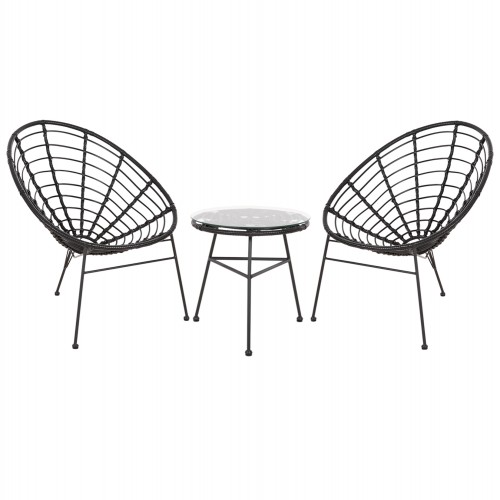 ΣΕΤ ΕΞΩΤΕΡΙΚΟΥ ΧΩΡΟΥ 3ΤΜΧ ALLEGRA HM21047.12 ΜΑΥΡΟ ΣΥΝΘ.RATTAN & ΜΕΤΑΛΛΟ