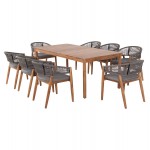 ΣΕΤ ΤΡΑΠΕΖΑΡΙΑΣ 9ΤΜΧ NAVANT HM21066.01 ΤΡΑΠΕΖΙ ΜΕ 8 ΚΑΡΕΚΛΕΣ ΞΥΛΟ ΑΚΑΚΙΑΣ-ΣΧΟΙΝΙ ΓΚΡΙ