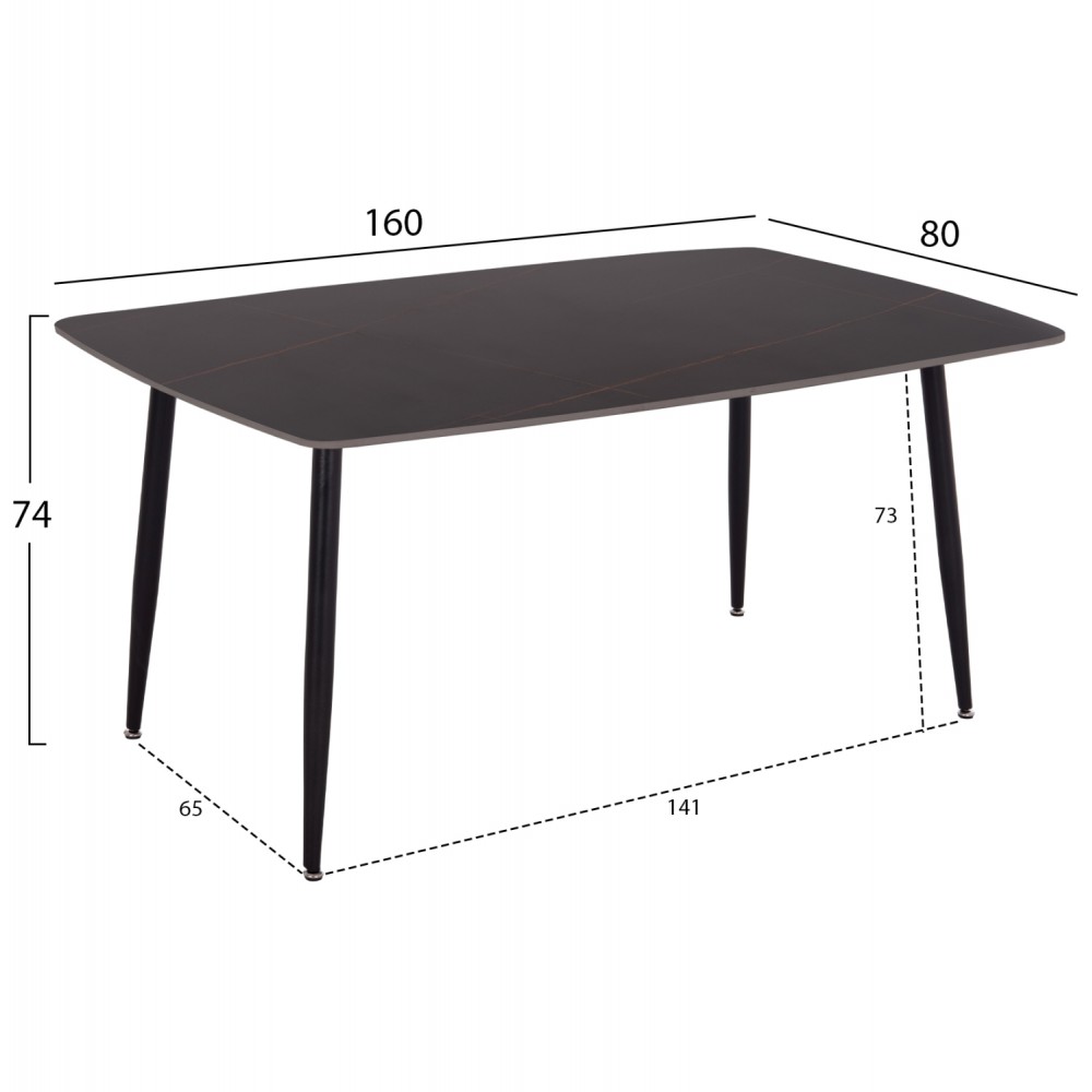 ΣΕΤ ΤΡΑΠΕΖΑΡΙΑΣ 5ΤΜΧ RAVEN HM21069.02 ΚΕΡΑΜΙΚΟ TOP ΜΑΥΡΟ ΜΑΡΜΑΡΟ & 4 ΚΑΡΕΚΛΕΣ