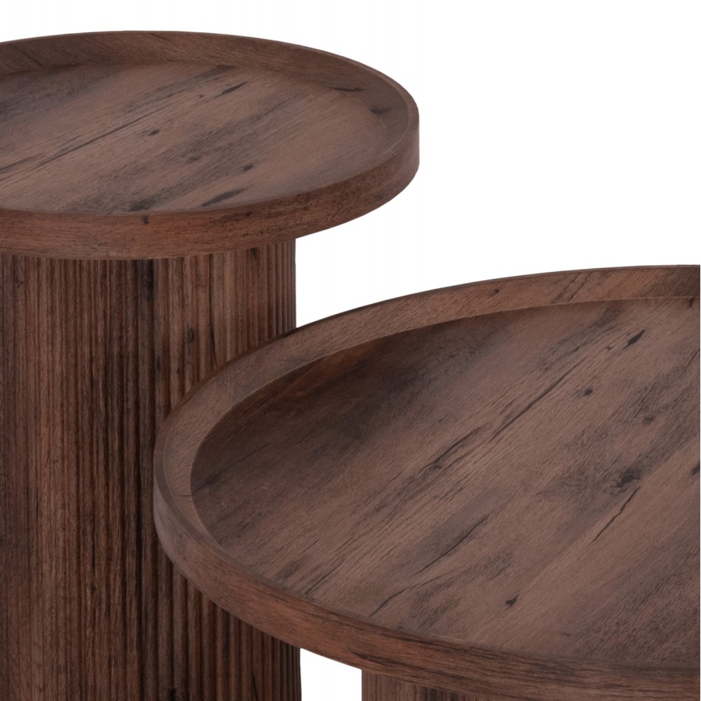 ΣΕΤ 2ΤΜΧ ΤΡΑΠΕΖΙΑ ΣΑΛΟΝΙΟΥ MARGON HM21084 MDF ΣΚΟΥΡΟ ΚΑΦΕ Φ80εκ & Φ45εκ