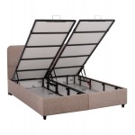 ΚΡΕΒΑΤΙ ΜΕ ΣΤΡΩΜΑ ΔΙΠΛΟ DOLORES HM21165 ΜΠΕΖ ΥΦΑΣΜΑ & ΑΠΟΘ.ΧΩΡΟΣ-ΓΙΑ 160x200εκ.