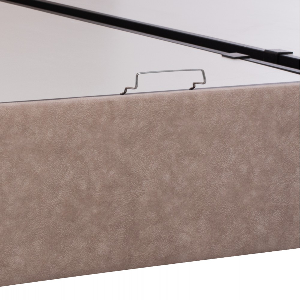 ΚΡΕΒΑΤΙ ΜΕ ΣΤΡΩΜΑ ΔΙΠΛΟ DOLORES HM21165 ΜΠΕΖ ΥΦΑΣΜΑ & ΑΠΟΘ.ΧΩΡΟΣ-ΓΙΑ 160x200εκ.