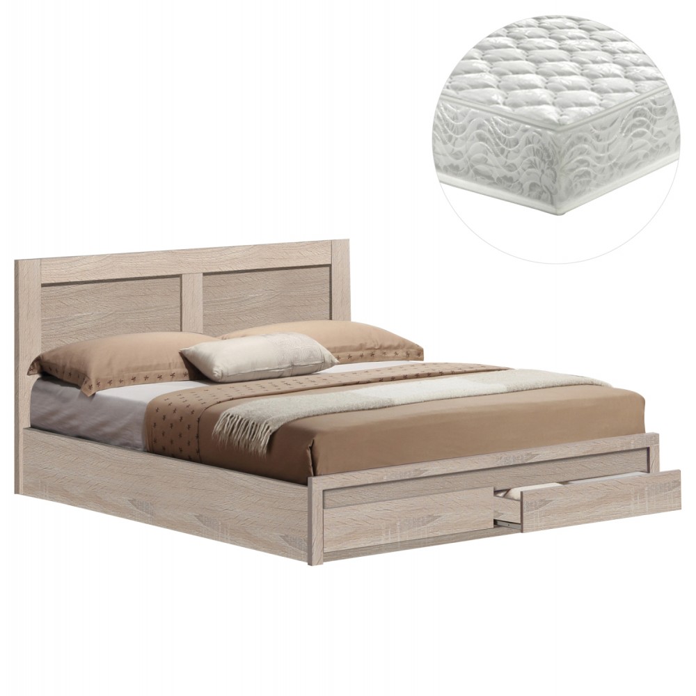 ΚΡΕΒΑΤΙ ΔΙΠΛΟ ΜΕ ΣΥΡΤΑΡΙΑ & ΣΤΡΩΜΑ CAPRI HM21169 ΜΕΛΑΜΙΝΗ SONAMA--ΓΙΑ 150x200εκ