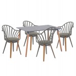 ΣΕΤ ΤΡΑΠΕΖΑΡΙΑΣ 5ΤΜΧ ANAIS HM21176 MDF TOP ΣΕ ΓΚΡΙ--P.P. & PU ΣΕ ΓΚΡΙ