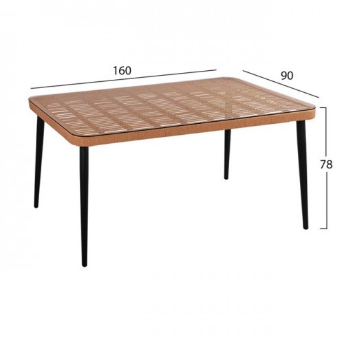 ΣΕΤ ΤΡΑΠΕΖΑΡΙΑΣ 7ΤΜΧ ALLEGRA HM10495 WICKER ΜΠΕΖ-ΜΕΤΑΛΛΟ ΜΑΥΡΟ