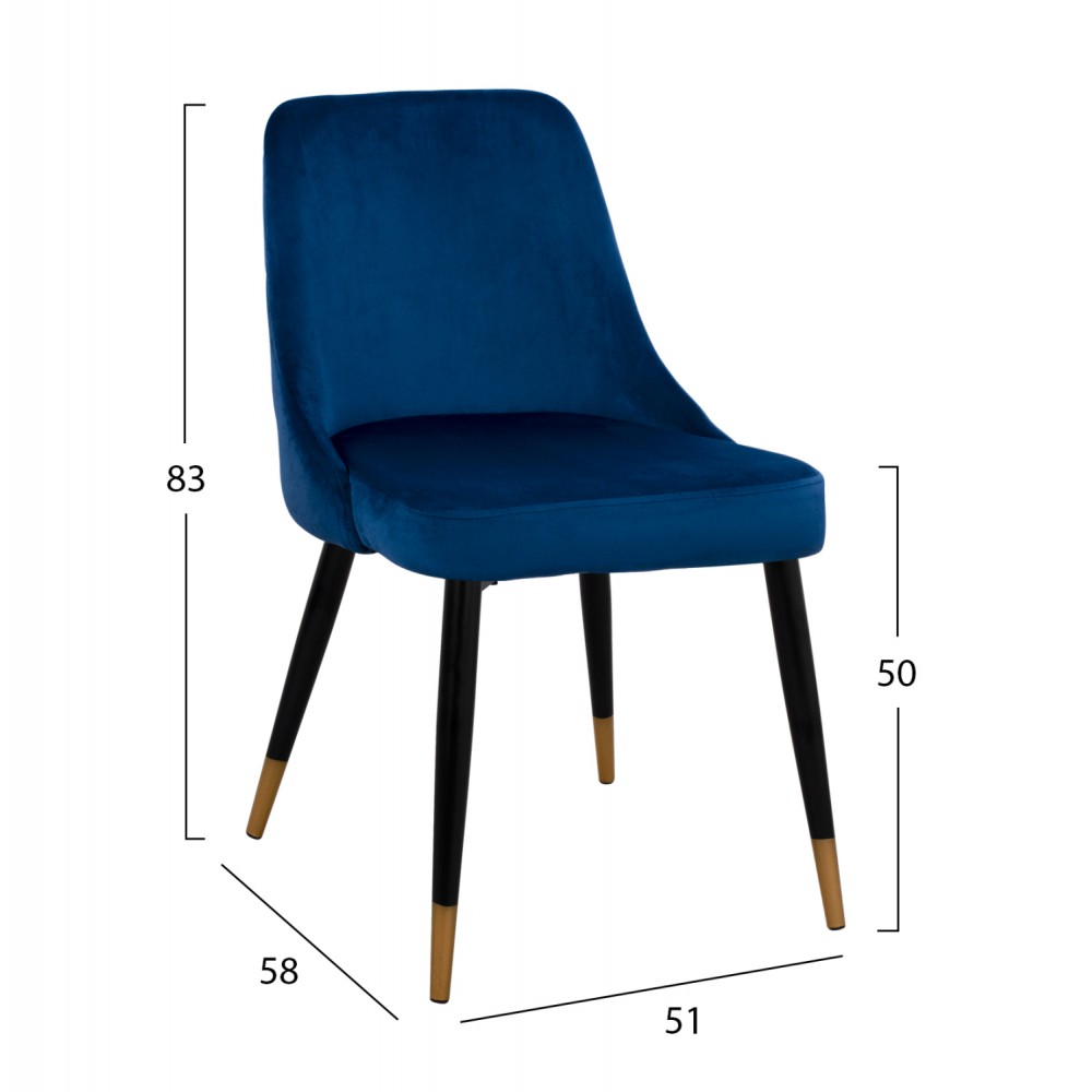 ΣΕΤ ΤΡΑΠΕΖΑΡΙΑΣ 5ΤΜΧ JOLIE HM11198.08 MDF TOP-ΒΕΛΟΥΔΟ ΜΠΛΕ & ΜΕΤΑΛΛΟ ΜΑΥΡΟ