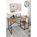Γραφείο "Mount" με ραφιέρα-MDF atlantic pine-μαύρο 140x60x75