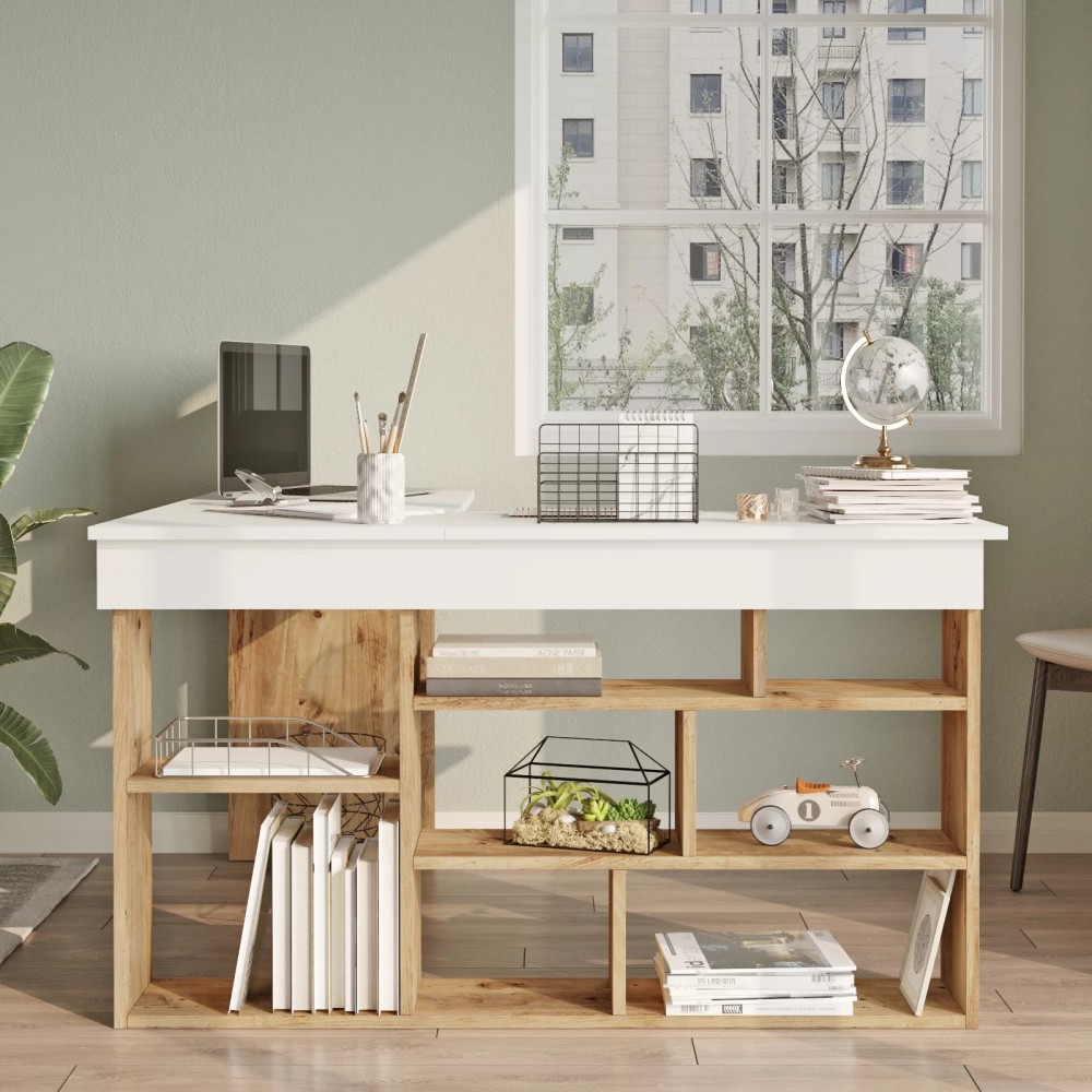 Γραφείο γωνιακό "VIANA" σε χρώμα atlantic pine/λευκό 120x129x72
