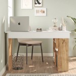 Γραφείο γωνιακό "VIANA" σε χρώμα atlantic pine/λευκό 120x129x72