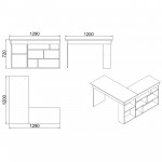 Γραφείο γωνιακό "VIANA" σε χρώμα atlantic pine/λευκό 120x129x72