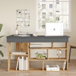 Γραφείο γωνιακό "VIANA" σε χρώμα atlantic pine/ανθρακί 115x120x72