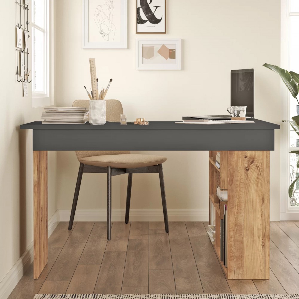 Γραφείο γωνιακό "VIANA" σε χρώμα atlantic pine/ανθρακί 115x120x72