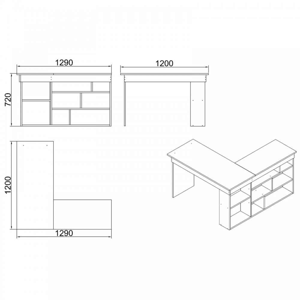 Γραφείο γωνιακό "VIANA" σε χρώμα atlantic pine/ανθρακί 115x120x72