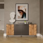 Μπουφές "VIANA" σε atlantic pine/ανθρακί χρώμα 160x40x72