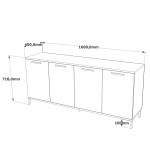 Μπουφές "VIANA" σε atlantic pine/ανθρακί χρώμα 160x40x72