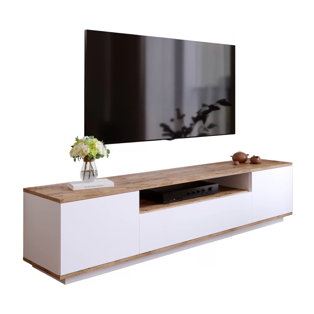 Έπιπλο τηλεόρασης "VIANA" σε χρώμα atlantic pine/λευκό 180x45x45