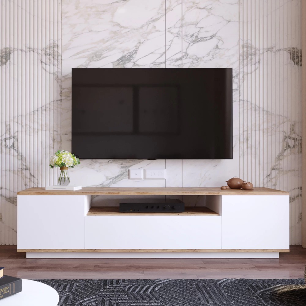 Έπιπλο τηλεόρασης "VIANA" σε χρώμα atlantic pine/λευκό 180x45x45
