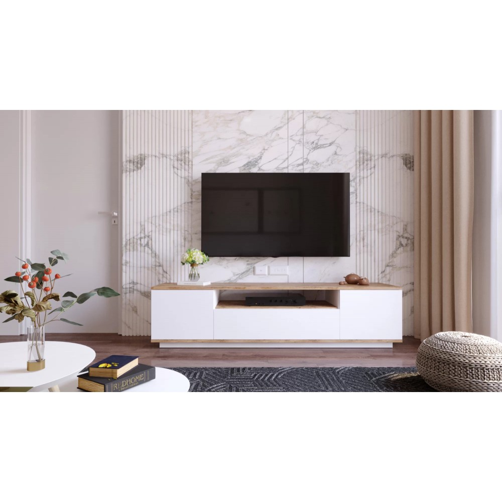 Έπιπλο τηλεόρασης "VIANA" σε χρώμα atlantic pine/λευκό 180x45x45