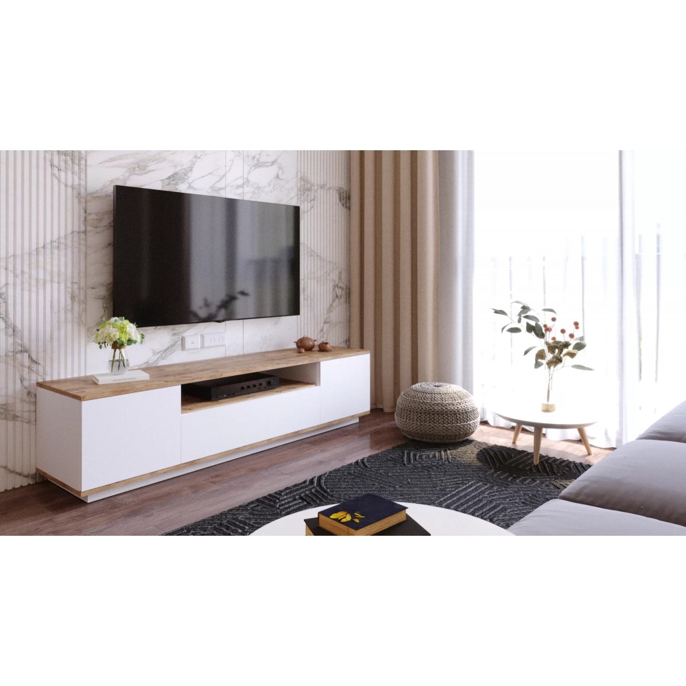 Έπιπλο τηλεόρασης "VIANA" σε χρώμα atlantic pine/λευκό 180x45x45