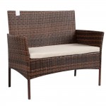 Σαλόνι κήπου Calma σετ 4τμχ rattan cappuccino-ύφασμα μπεζ