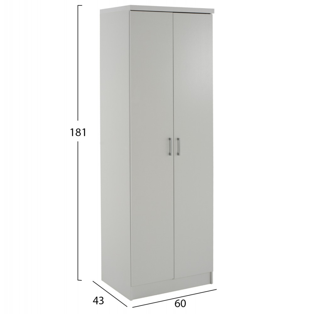 Ντουλάπα ρούχων δίφυλλη REAL χρώμα λευκό 60x42x180