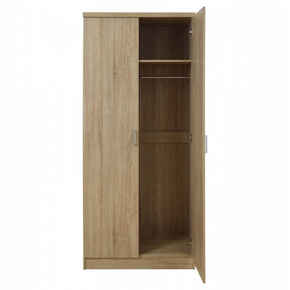 Ντουλάπα ρούχων δίφυλλη REAL χρώμα sonoma 80x42.5x180.5