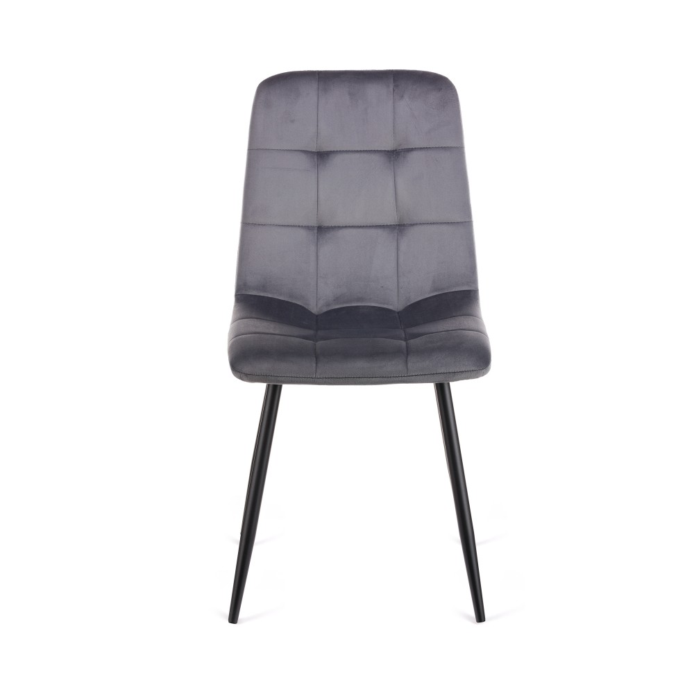 Καρέκλα Rena plus σε βελούδο ύφασμα γκρι-πόδι μαύρο μεταλλικό 48x55x90
