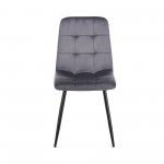 Καρέκλα Rena plus σε βελούδο ύφασμα γκρι-πόδι μαύρο μεταλλικό 48x55x90