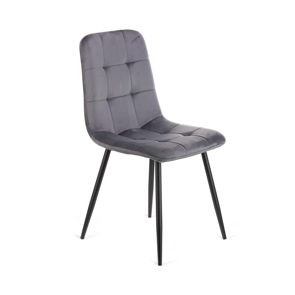 Καρέκλα Rena plus σε βελούδο ύφασμα γκρι-πόδι μαύρο μεταλλικό 48x55x90