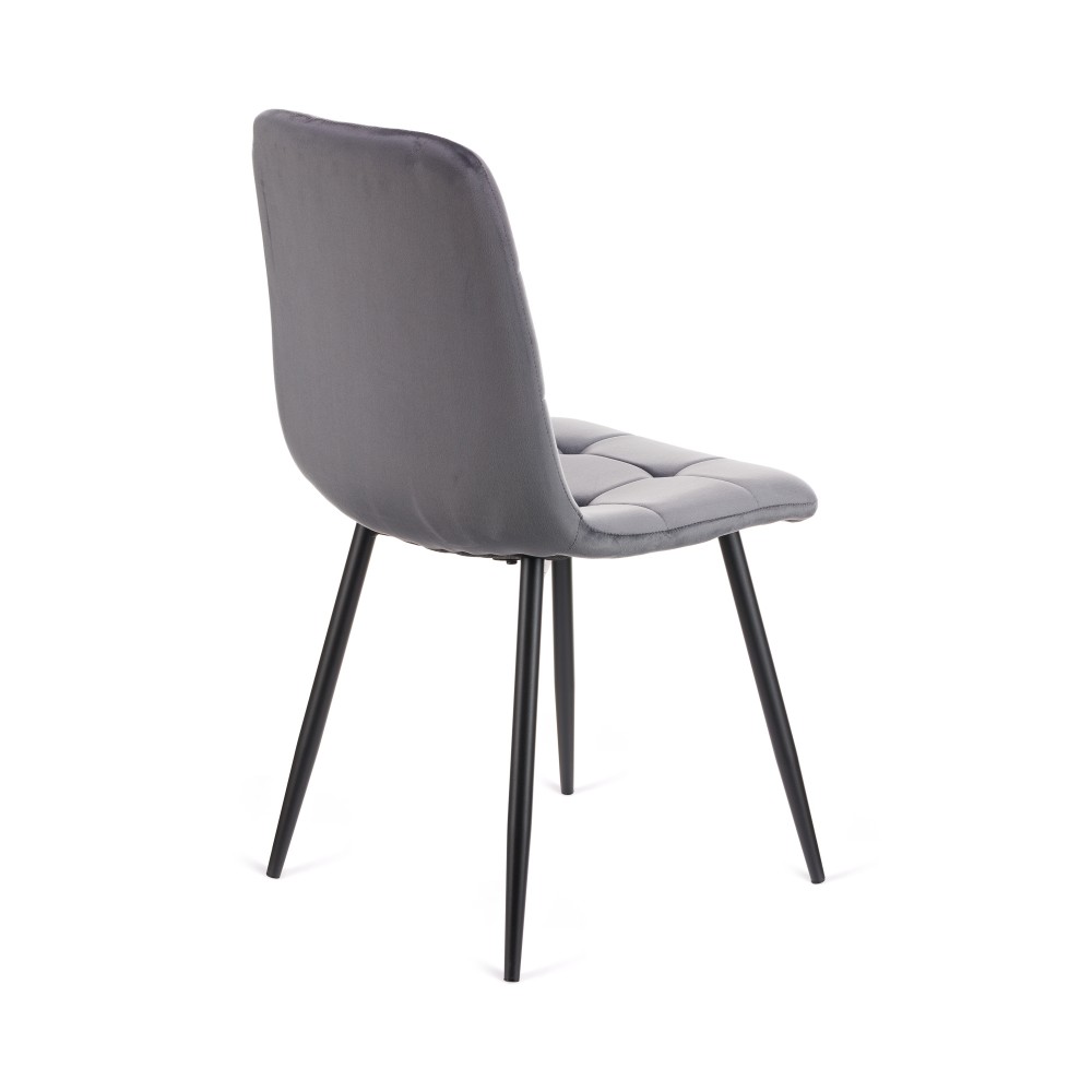 Καρέκλα Rena plus σε βελούδο ύφασμα γκρι-πόδι μαύρο μεταλλικό 48x55x90