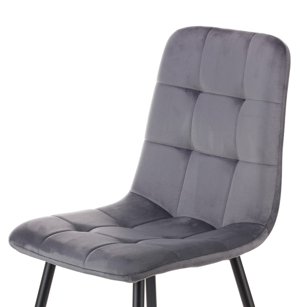 Καρέκλα Rena plus σε βελούδο ύφασμα γκρι-πόδι μαύρο μεταλλικό 48x55x90