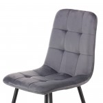 Καρέκλα Rena plus σε βελούδο ύφασμα γκρι-πόδι μαύρο μεταλλικό 48x55x90