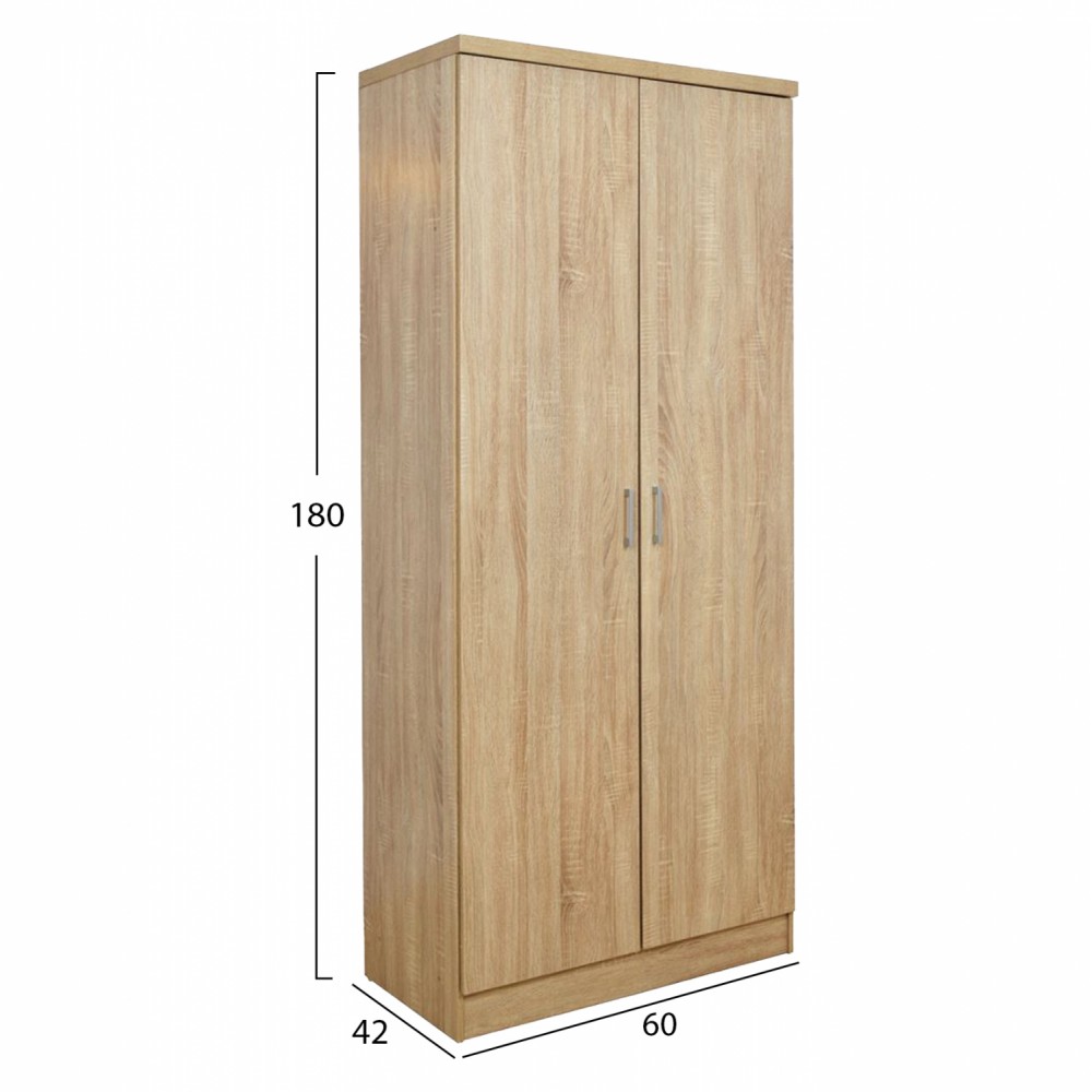 Ντουλάπα ρούχων δίφυλλη REAL χρώμα sonoma 60x42x180