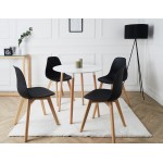 Τραπέζι Snow MDF λευκό και ξύλο οξιάς σε φυσική απόχρωση Φ100x73εκ