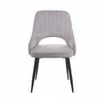 Καρέκλα Tiate γκρι μπουκλέ ύφασμα-πόδι μαύρο μέταλλο 47x51x83
