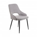 Καρέκλα Tiate γκρι μπουκλέ ύφασμα-πόδι μαύρο μέταλλο 47x51x83