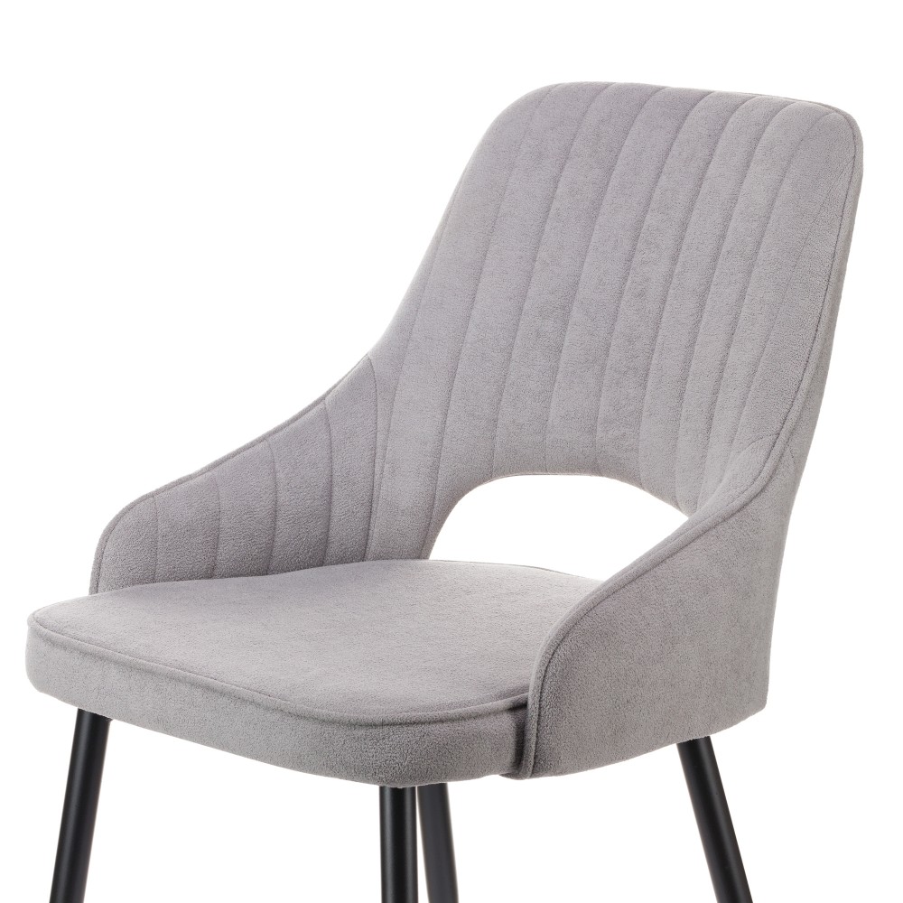 Καρέκλα Tiate γκρι μπουκλέ ύφασμα-πόδι μαύρο μέταλλο 47x51x83